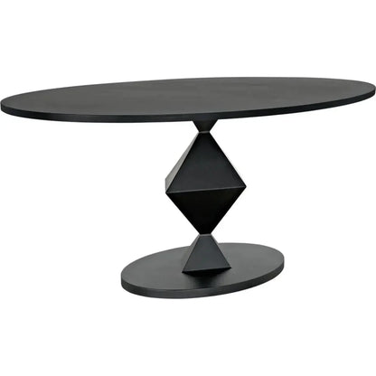 Katana Oval Dining Table, Black Metal-Dining Tables-Noir-LOOMLAN