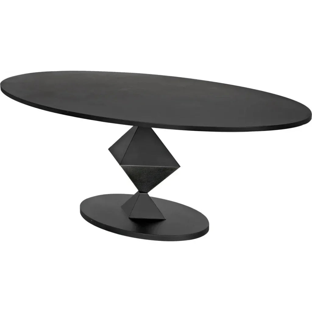 Katana Oval Dining Table, Black Metal-Dining Tables-Noir-LOOMLAN