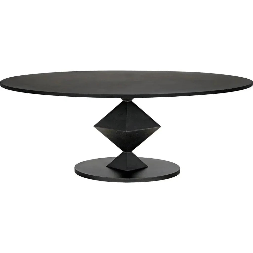 Katana Oval Dining Table, Black Metal-Dining Tables-Noir-LOOMLAN