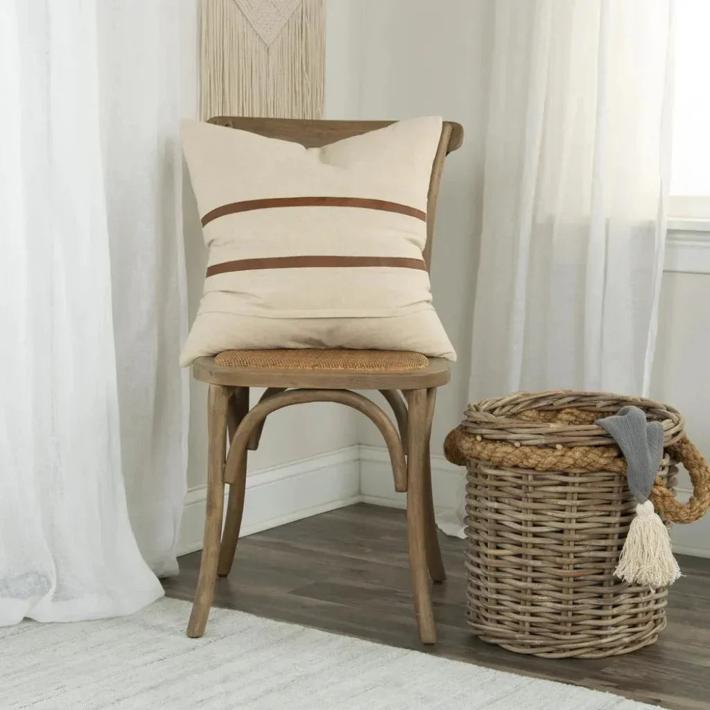 Kate Leather Stripe Throw Pillow Down Insert - LOOMLAN - LOOMLAN - Throw Pillows