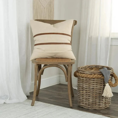 Kate Leather Stripe Throw Pillow Down Insert - LOOMLAN - LOOMLAN - Throw Pillows