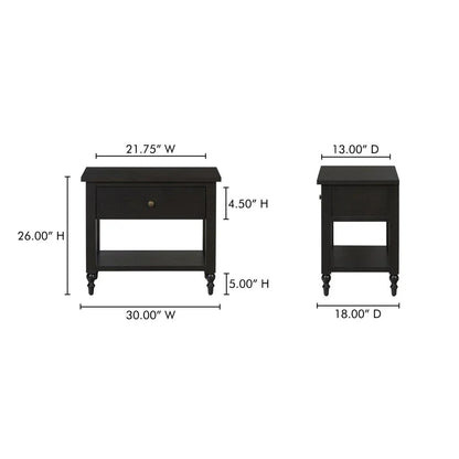 Katherine Black Soft Closing Drawer Nightstand - LOOMLAN - Moe's Home - Nightstands