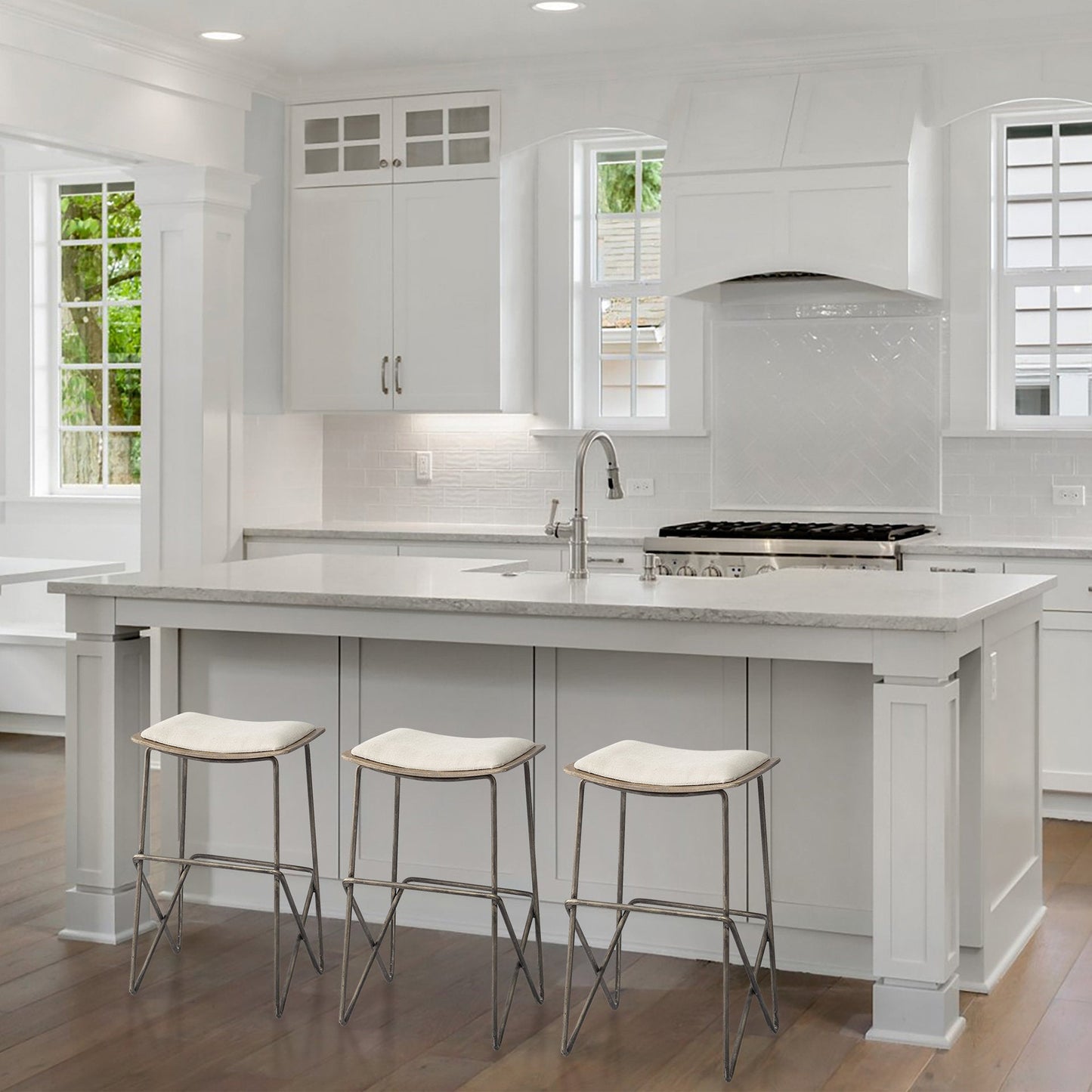 Katniss Cream Fabric Barstool