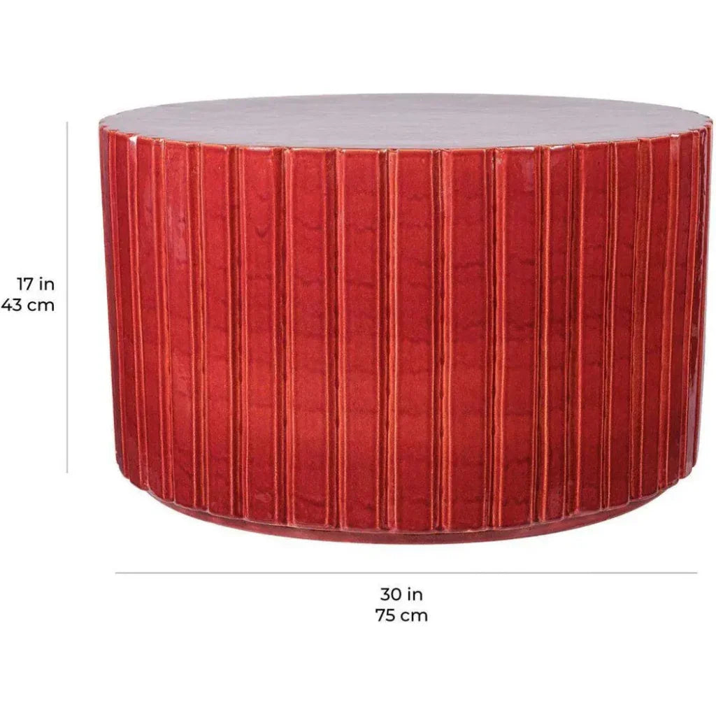 Katra Red Ceramic Outdoor Coffee Table-Outdoor Coffee Tables-Seasonal Living-LOOMLAN