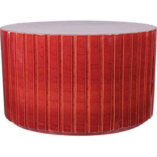 Katra Red Ceramic Outdoor Coffee Table-Outdoor Coffee Tables-Seasonal Living-LOOMLAN