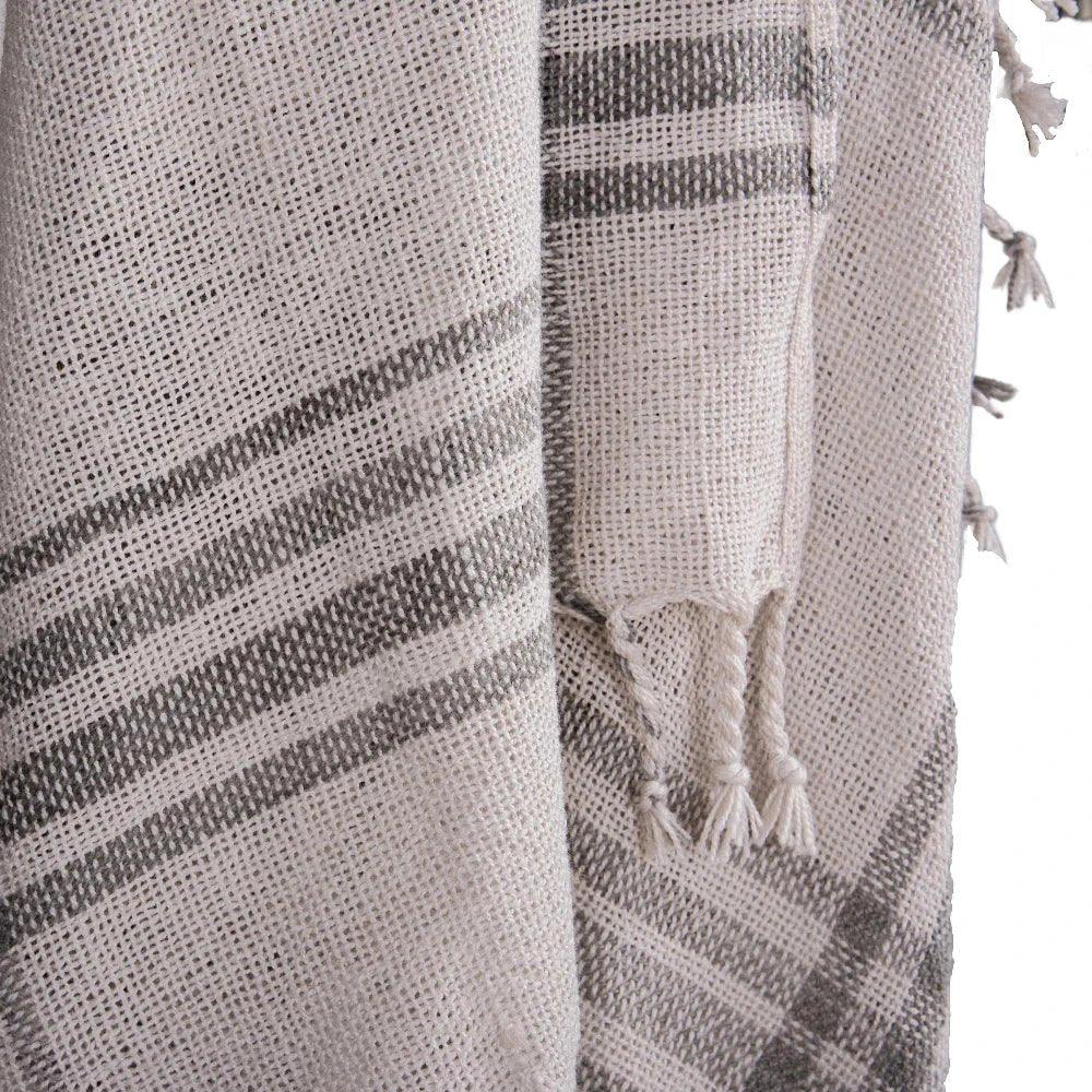 Kay Grey Plaid Outdoor Throw Blanket-Outdoor Pillows-LOOMLAN-LOOMLAN