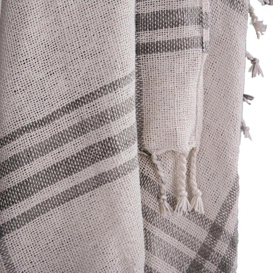 Kay Grey Plaid Outdoor Throw Blanket-Outdoor Pillows-LOOMLAN-LOOMLAN