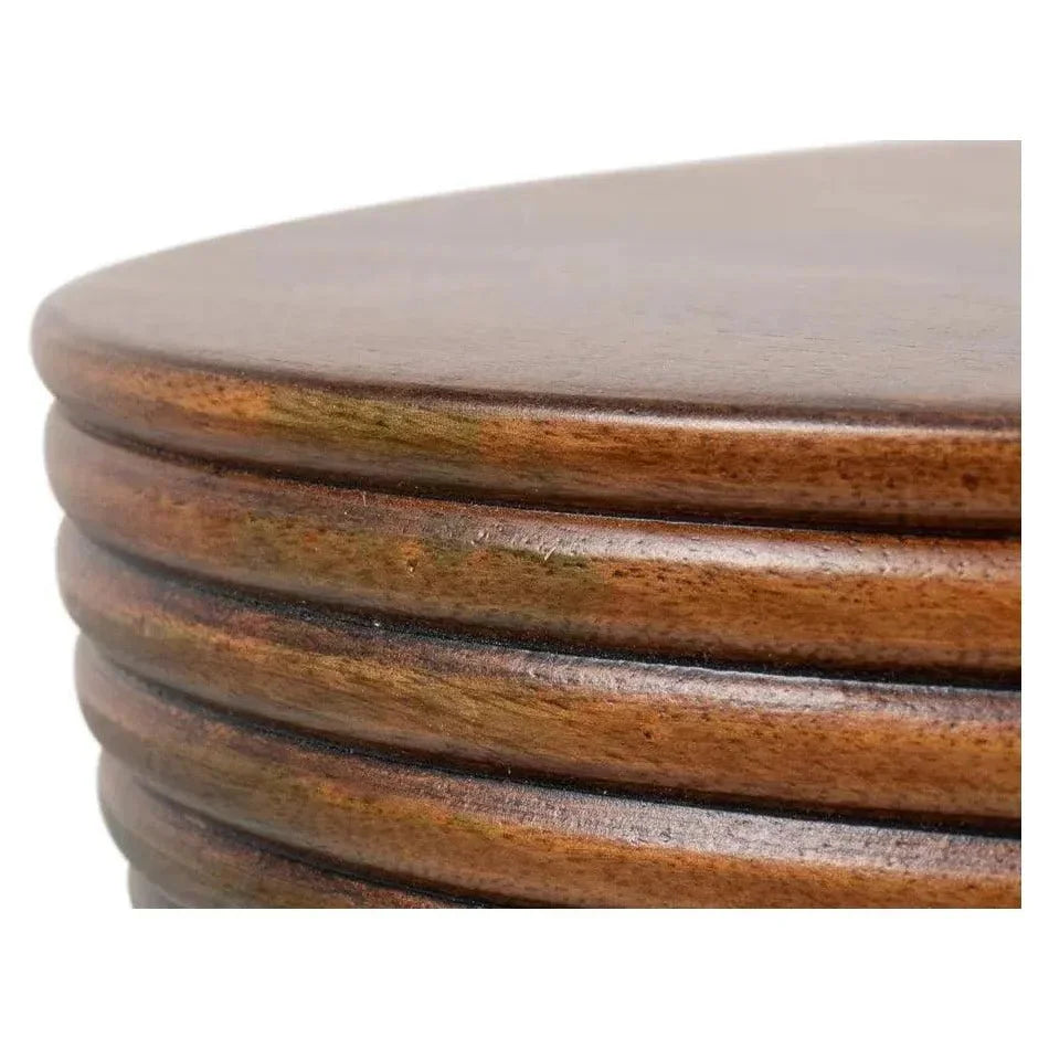 Kayan Mango Wood Brown Round End Table - LOOMLAN - Side Tables