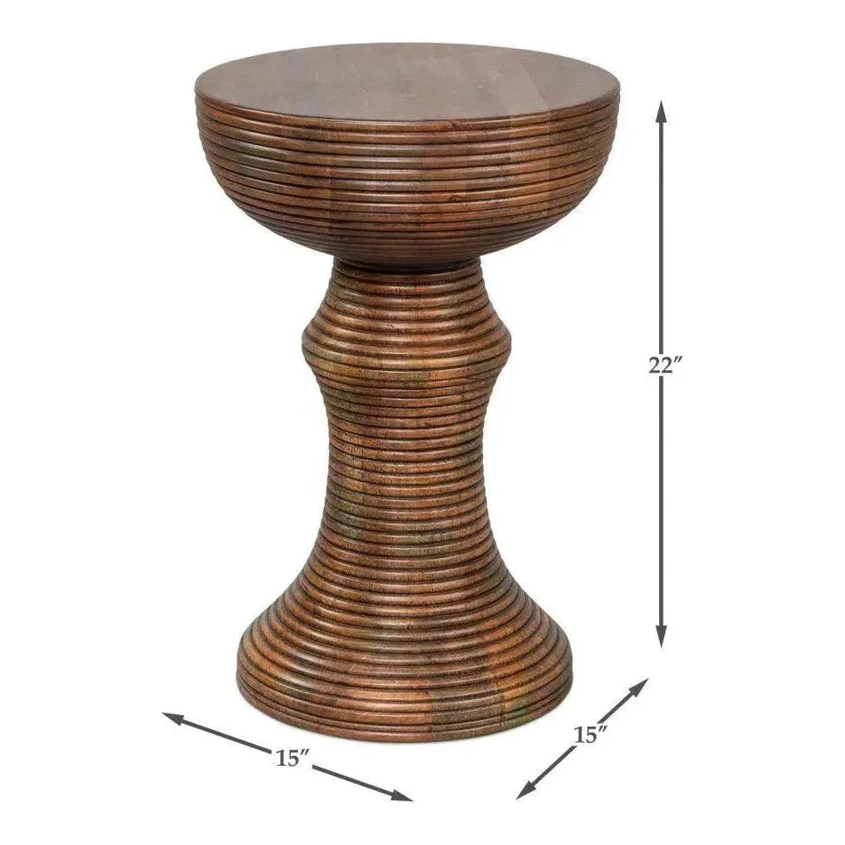Kayan Mango Wood Brown Round End Table - LOOMLAN - Side Tables