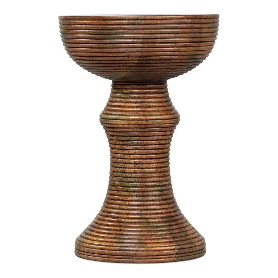 Kayan Mango Wood Brown Round End Table - LOOMLAN - Side Tables