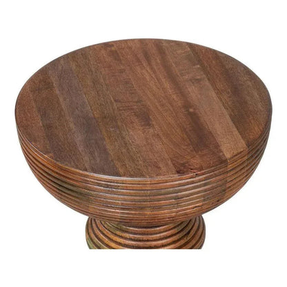 Kayan Mango Wood Brown Round End Table - LOOMLAN - Side Tables