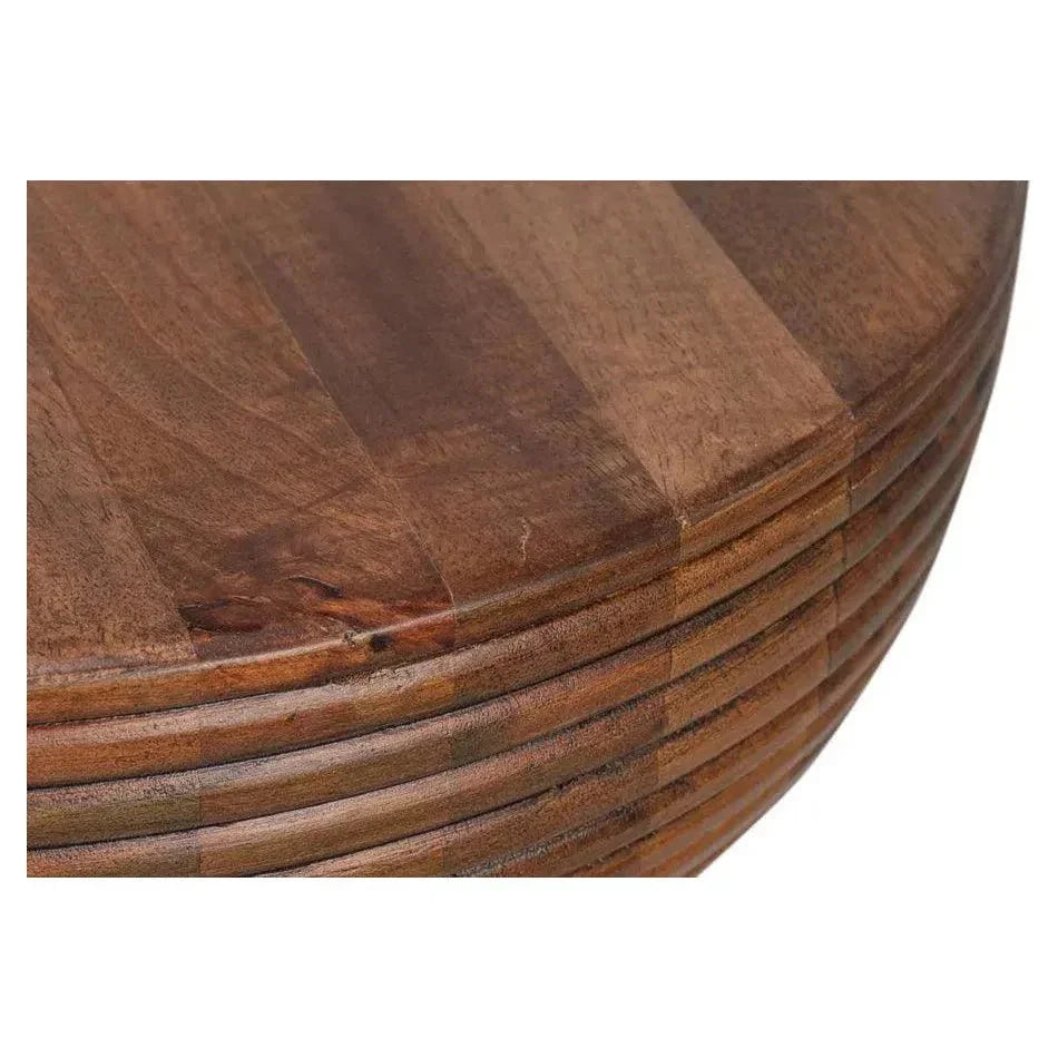 Kayan Mango Wood Brown Round End Table - LOOMLAN - Side Tables