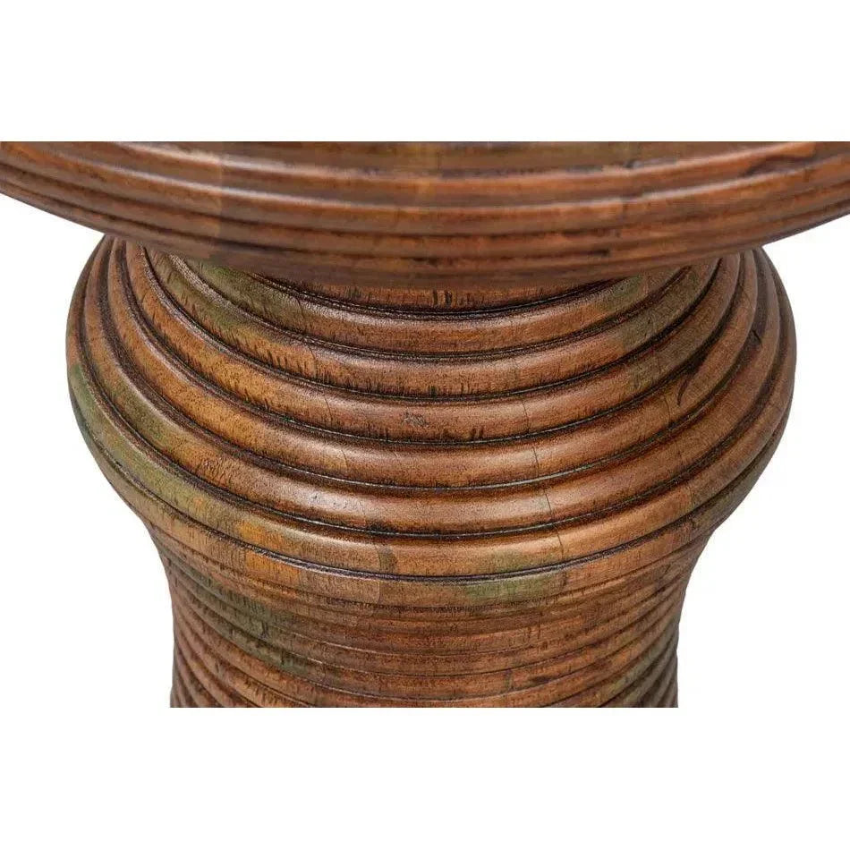 Kayan Mango Wood Brown Round End Table - LOOMLAN - Side Tables