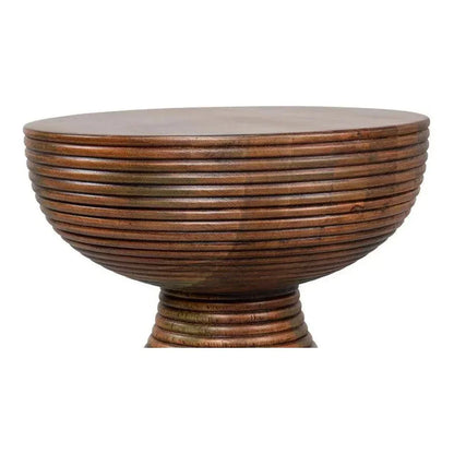 Kayan Mango Wood Brown Round End Table - LOOMLAN - Side Tables