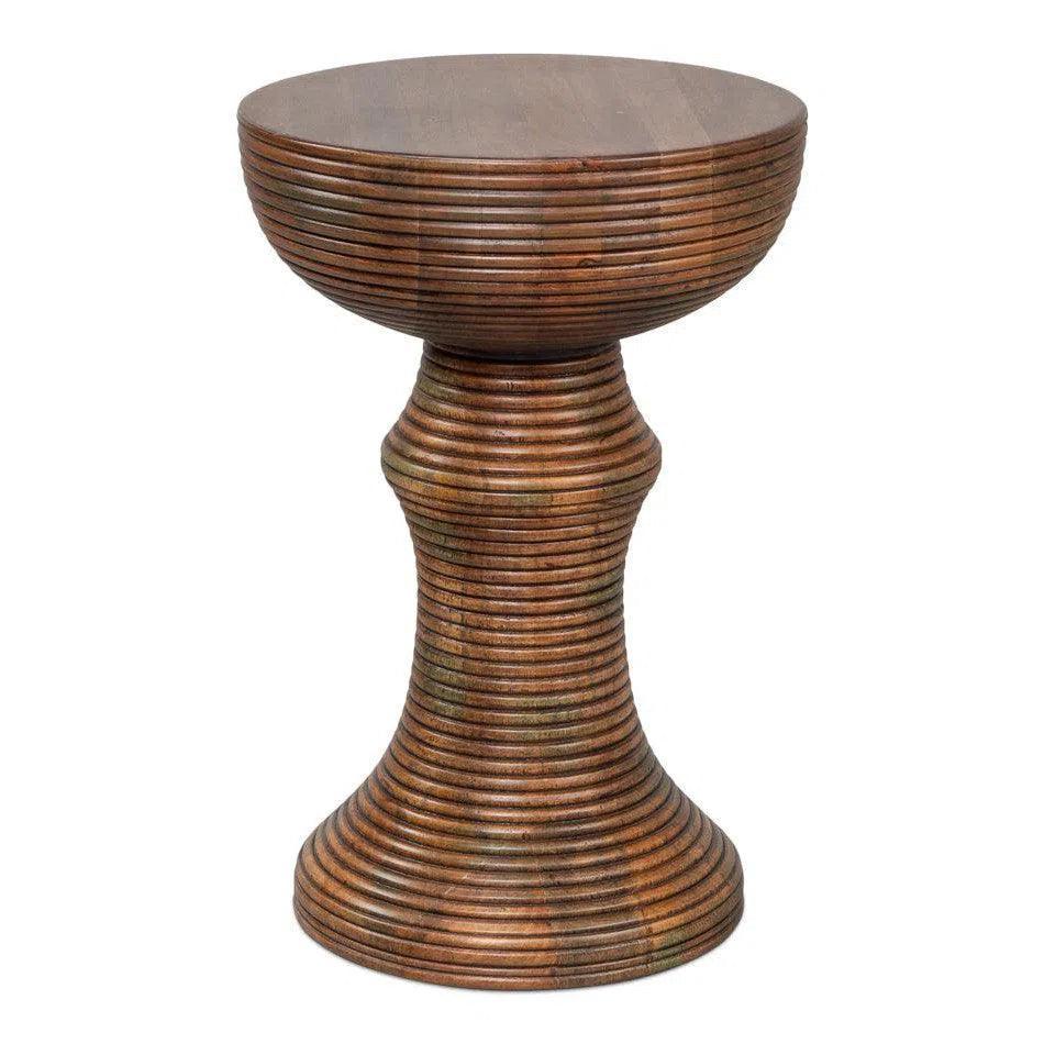 Kayan Mango Wood Brown Round End Table - LOOMLAN - Side Tables