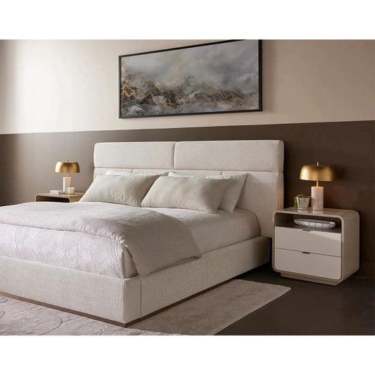 Kayden Nightstand Oyster Shagreen Brass Handles - LOOMLAN - SUNPAN - Nightstands