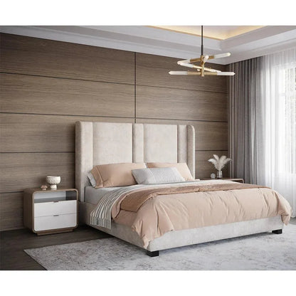 Kayden Nightstand Oyster Shagreen Brass Handles - LOOMLAN - SUNPAN - Nightstands