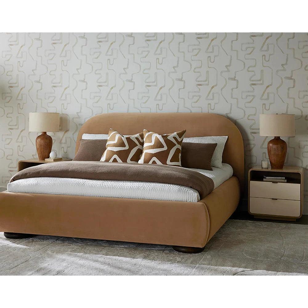 Kayden Nightstand Oyster Shagreen Brass Handles - LOOMLAN - SUNPAN - Nightstands