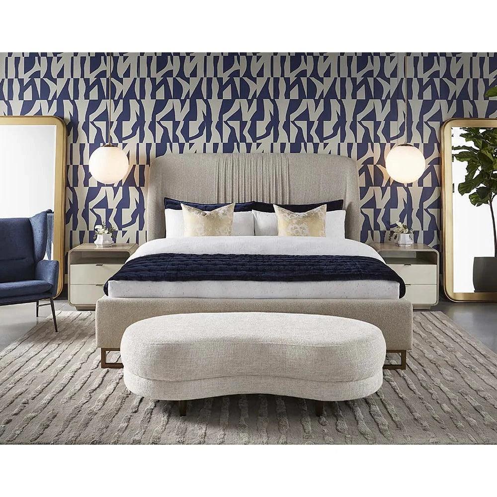 Kayden Nightstand Oyster Shagreen Brass Handles - LOOMLAN - SUNPAN - Nightstands