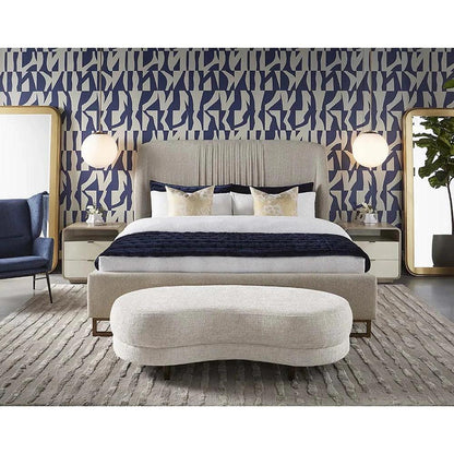 Kayden Nightstand Oyster Shagreen Brass Handles - LOOMLAN - SUNPAN - Nightstands