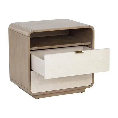 Kayden Nightstand Oyster Shagreen Brass Handles - LOOMLAN - SUNPAN - Nightstands