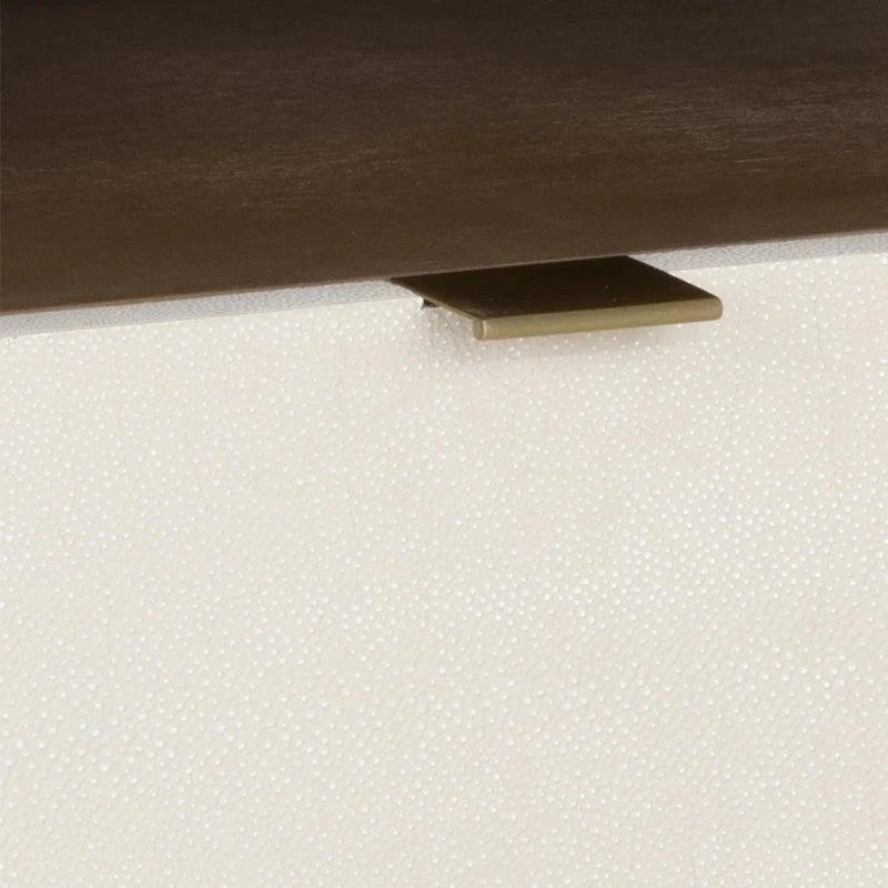 Kayden Nightstand Oyster Shagreen Brass Handles - LOOMLAN - SUNPAN - Nightstands