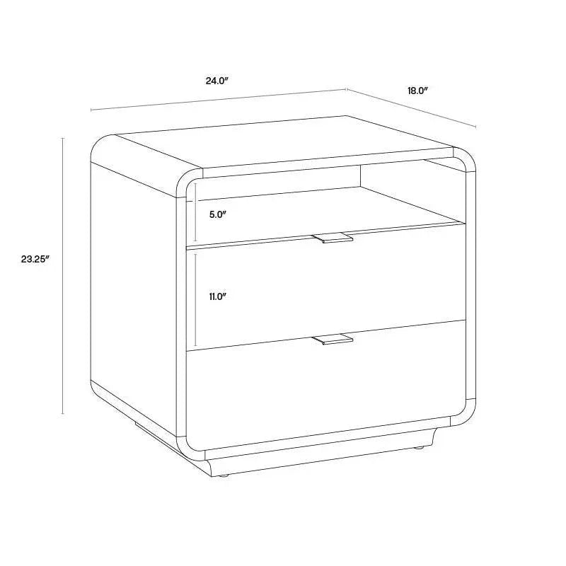 Kayden Nightstand Oyster Shagreen Brass Handles - LOOMLAN - SUNPAN - Nightstands