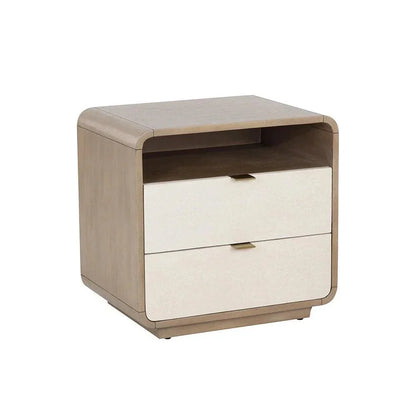 Kayden Nightstand Oyster Shagreen Brass Handles - LOOMLAN - SUNPAN - Nightstands