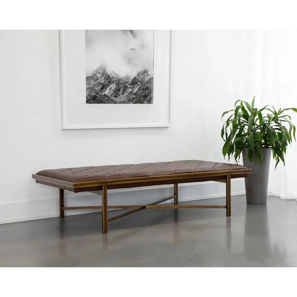 Kayla Leather Backless Bench - LOOMLAN - SUNPAN - Bedroom Benches