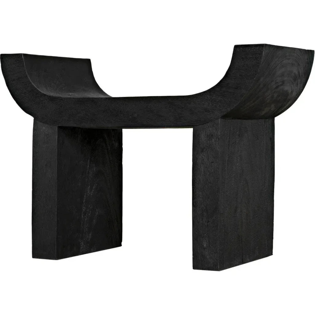 Kazuo Stool Black Wood Footstool - LOOMLAN - Noir - Poufs and Stools
