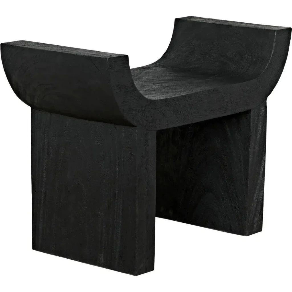 Kazuo Stool Black Wood Footstool - LOOMLAN - Noir - Poufs and Stools