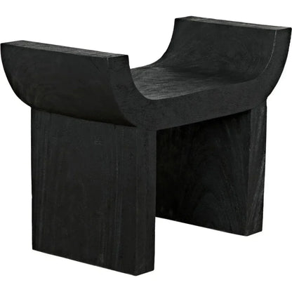 Kazuo Stool Black Wood Footstool - LOOMLAN - Noir - Poufs and Stools