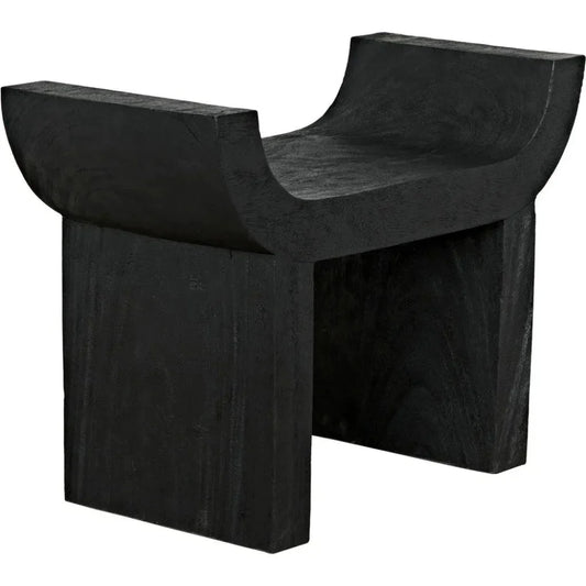Kazuo Stool Black Wood Footstool - LOOMLAN - Noir - Poufs and Stools