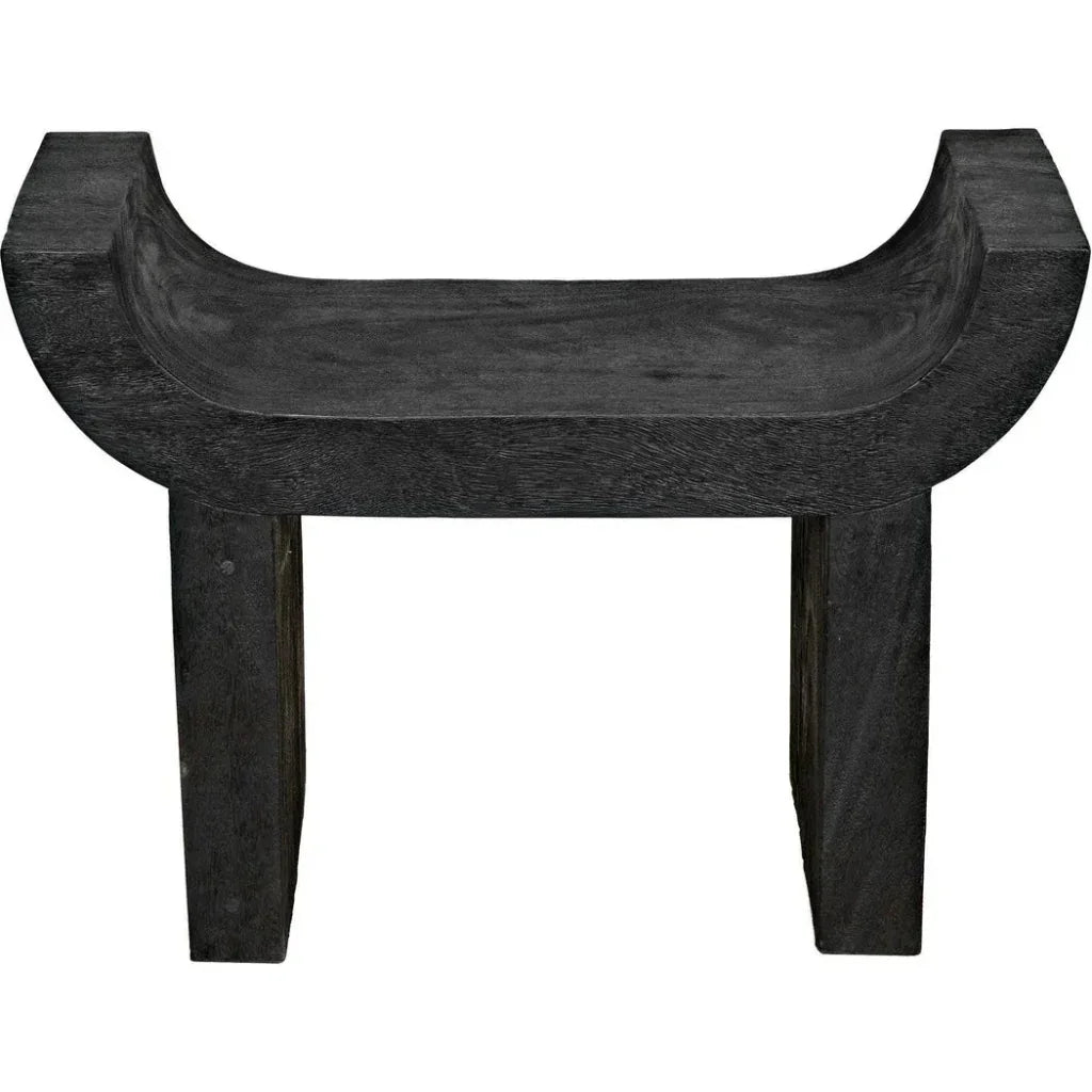 Kazuo Stool Black Wood Footstool - LOOMLAN - Noir - Poufs and Stools