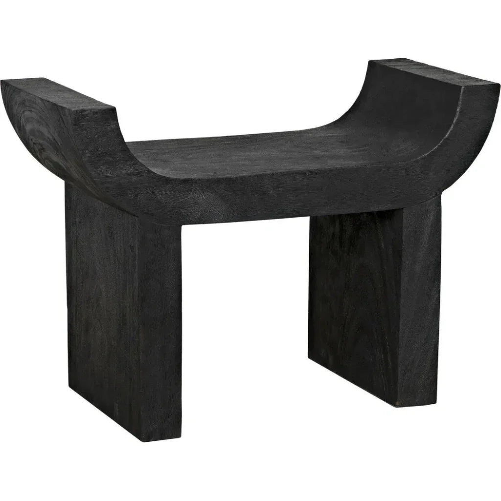 Kazuo Stool Black Wood Footstool - LOOMLAN - Noir - Poufs and Stools