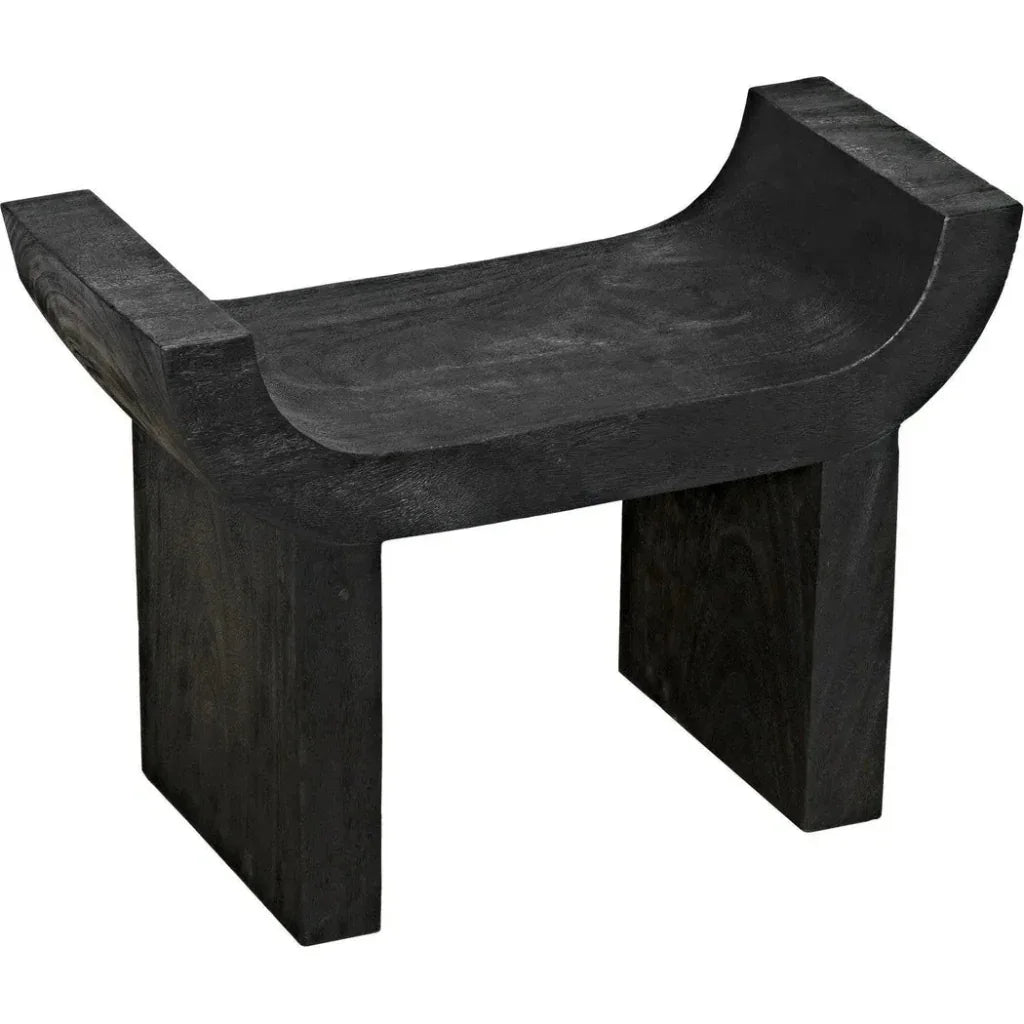 Kazuo Stool Black Wood Footstool - LOOMLAN - Noir - Poufs and Stools