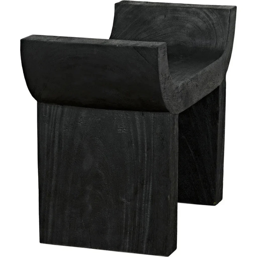 Kazuo Stool Black Wood Footstool - LOOMLAN - Noir - Poufs and Stools