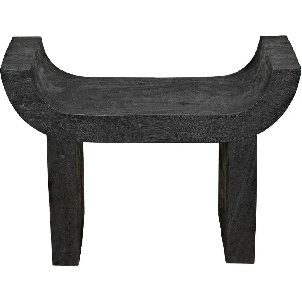 Kazuo Stool Black Wood Footstool - LOOMLAN - Noir - Poufs and Stools