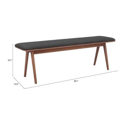 Kazwali Wood Black and Walnut Bench - LOOMLAN - Zuo Modern - Dining Benches