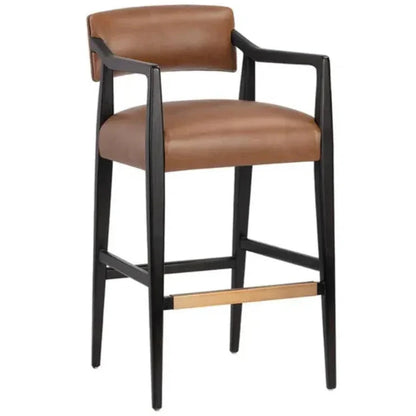 Keagan Leather Barstool - LOOMLAN - SUNPAN - Bar Stools