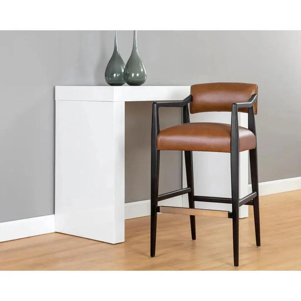 Keagan Leather Barstool - LOOMLAN - SUNPAN - Bar Stools