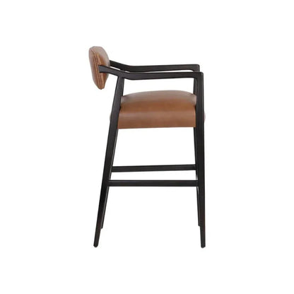 Keagan Leather Barstool - LOOMLAN - SUNPAN - Bar Stools