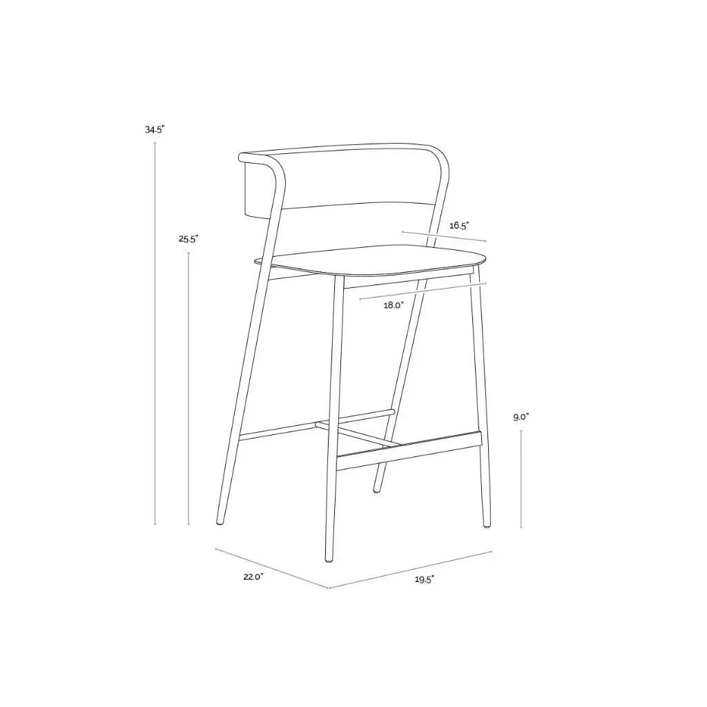 Keanu Powder Coated Iron Counter Stool - LOOMLAN - SUNPAN - Counter Stools