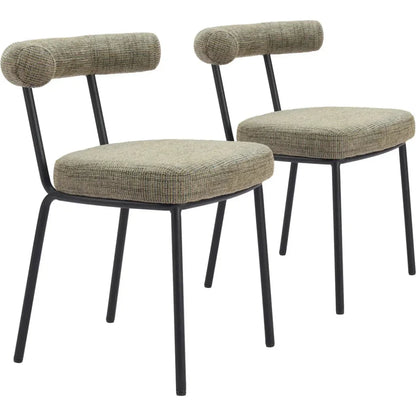 Kede Black Steel Green Tweed Dining Chair 2PC - LOOMLAN - Zuo Modern - Dining Chairs
