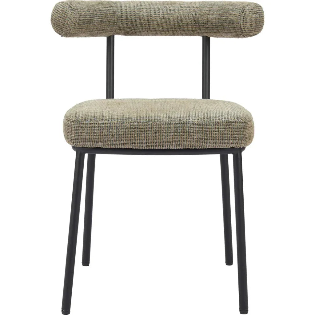 Kede Black Steel Green Tweed Dining Chair 2PC - LOOMLAN - Zuo Modern - Dining Chairs