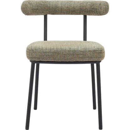 Kede Black Steel Green Tweed Dining Chair 2PC - LOOMLAN - Zuo Modern - Dining Chairs