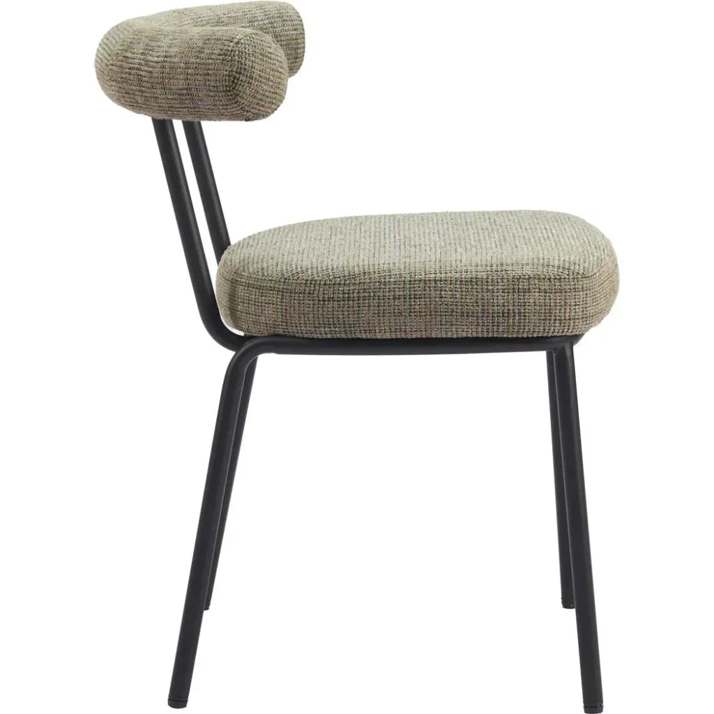 Kede Black Steel Green Tweed Dining Chair 2PC - LOOMLAN - Zuo Modern - Dining Chairs