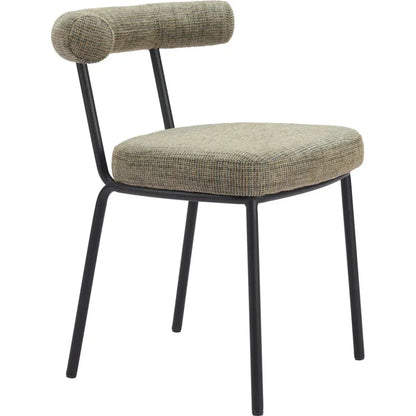 Kede Black Steel Green Tweed Dining Chair 2PC - LOOMLAN - Zuo Modern - Dining Chairs