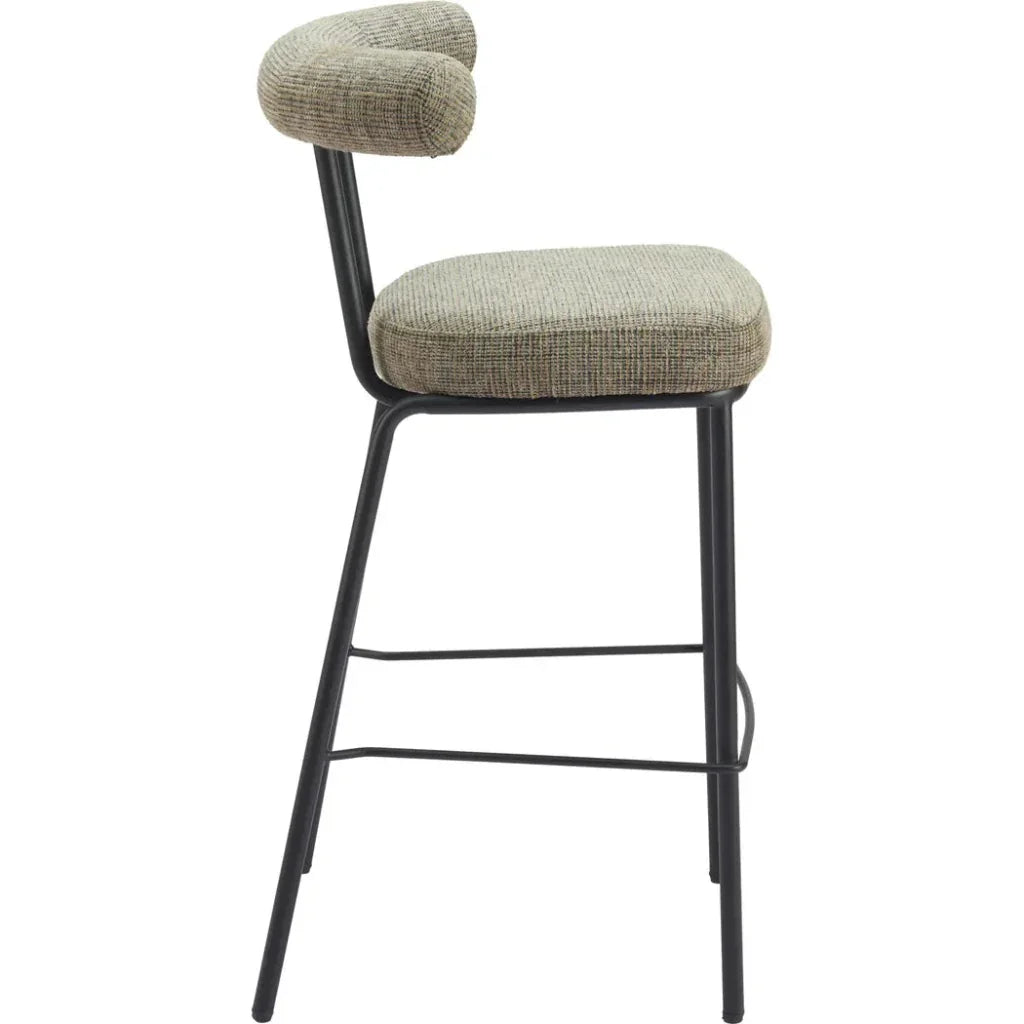 Kede Steel Green Tweed Barstool - LOOMLAN - Zuo Modern - Bar Stools