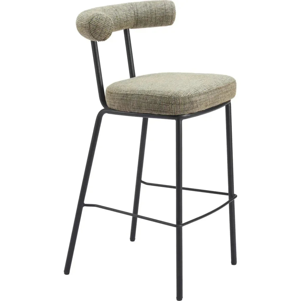 Kede Steel Green Tweed Barstool - LOOMLAN - Zuo Modern - Bar Stools